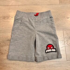 Marvel Spiderman Shorts Boys Gray Knit Graphic Logo Comfy Size 5 Sweatshirt Knit